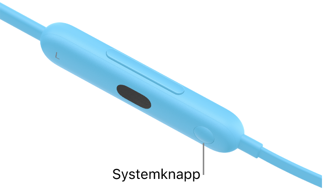 Systemknappen på Beats Flex på den vänstra reglagemodulen.