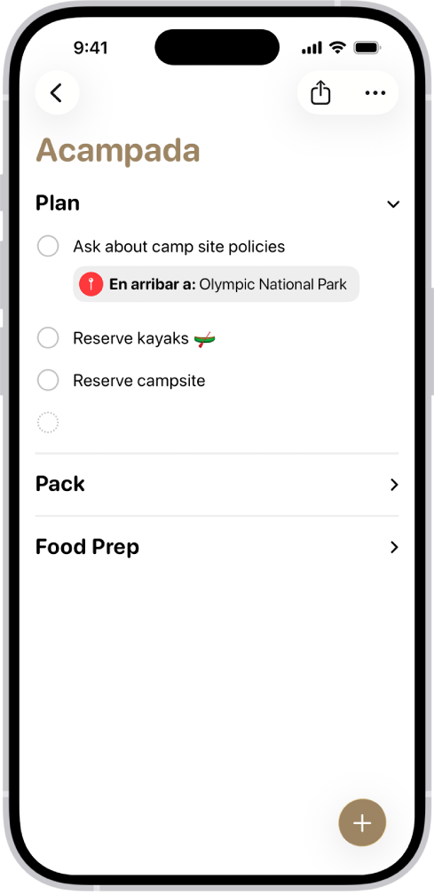 L’app Recordatoris mostra una llista en què hi ha una secció ampliada i la resta, contretes.