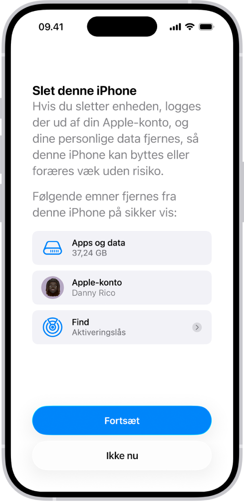 Skærmen Slet denne iPhone.