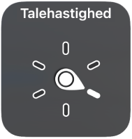 Rotorbetjeningsmuligheden med skiven, der peger på indstillingen Talehastighed.