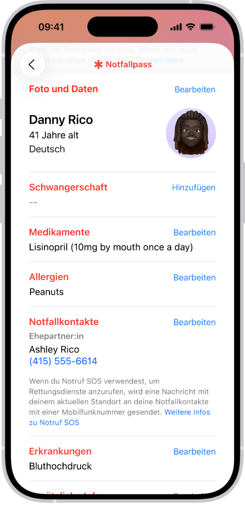 Der Bildschirm „Teilen“ in der App „Health“.