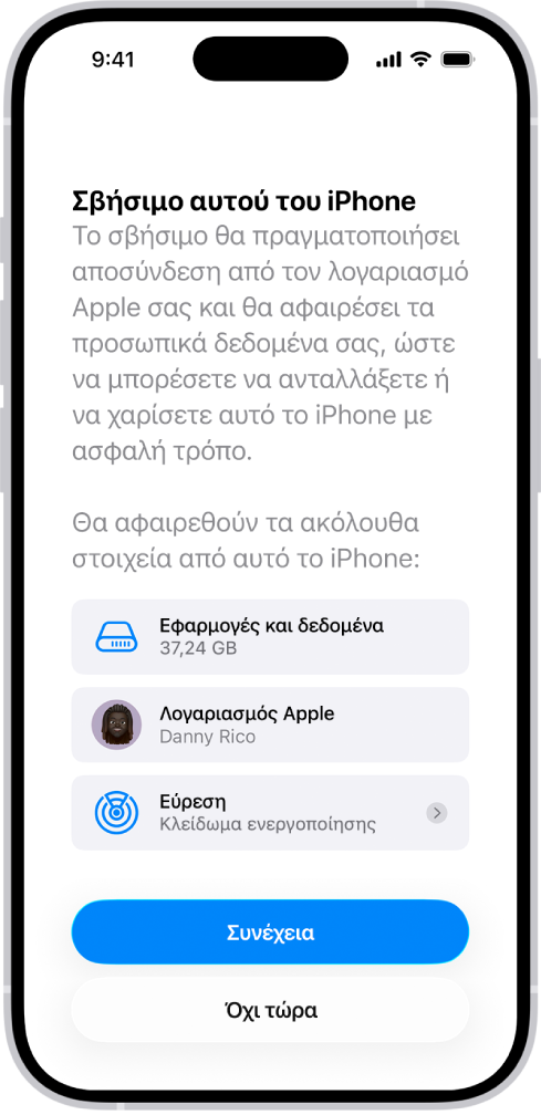 Η οθόνη «Σβήσιμο αυτού του iPhone».