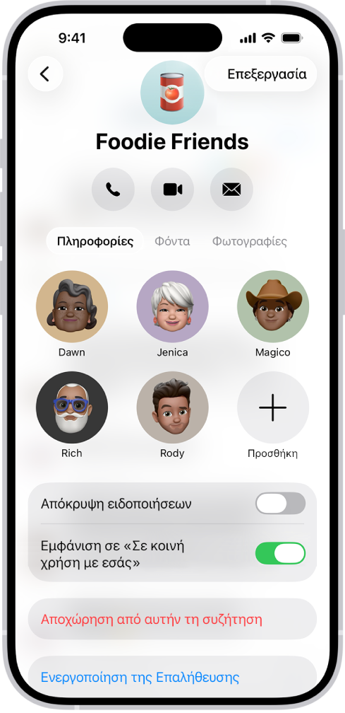 Οι λεπτομέρειες της συζήτησης για μια ομάδα.