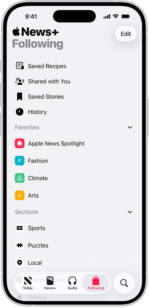 Followed channels and topics.