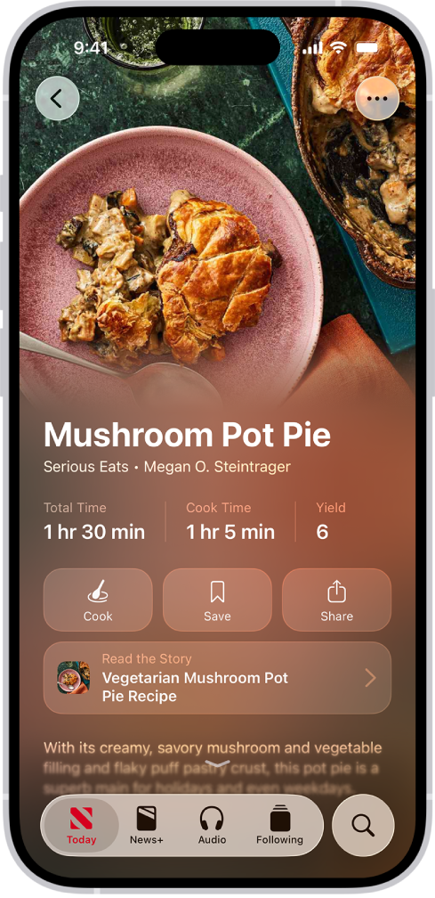 Una receta en Apple News+.