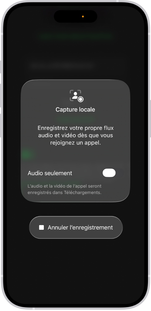 L’écran permettant d’initier l’audio local et la capture visuelle de votre point de vue d’une vidéoconférence.