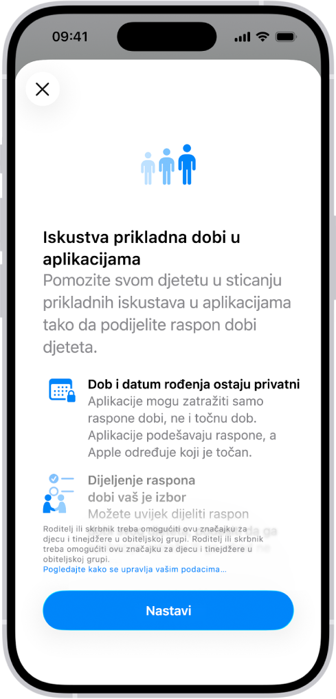 Zaslon priključivanja za značajke Dobno prikladna iskustva u aplikacijama.