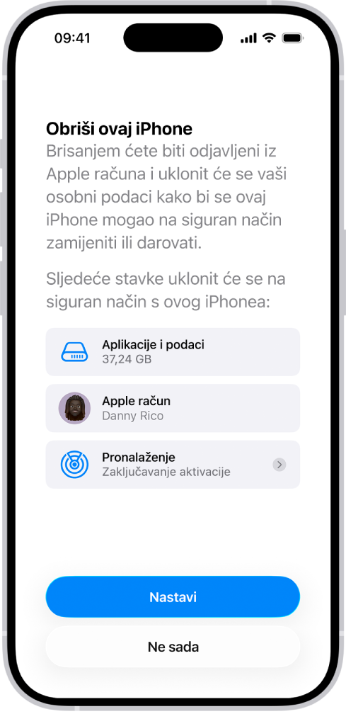 Zaslon Obriši ovaj iPhone.
