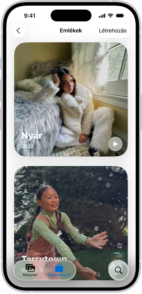 Meg van nyitva a Fotók app az Emlékek gyűjteménnyel