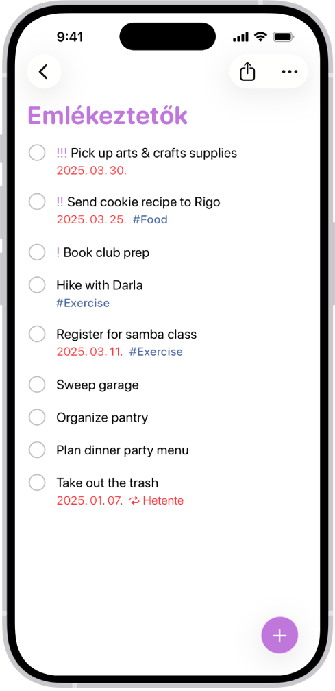 Egy új feladat van hozzáadva az Emlékeztetők listájában.