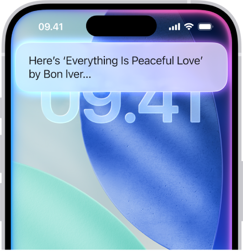 iPhone yang menampilkan respons dari Siri di bagian atas layar.