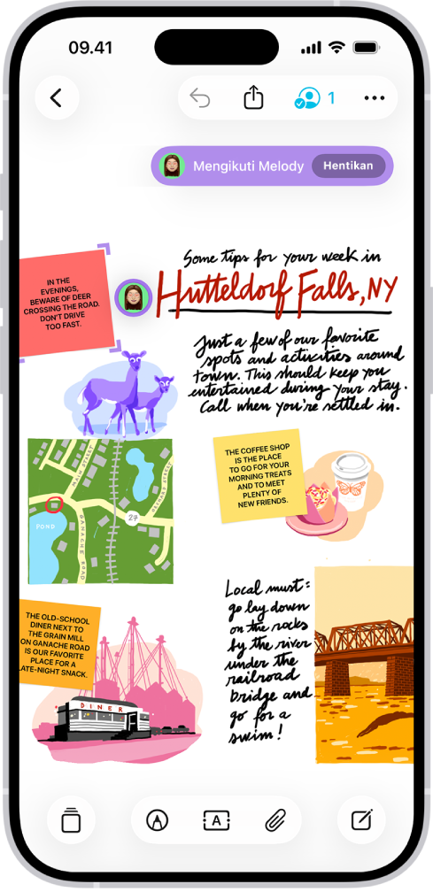 Seseorang sedang mengikuti bidang Freeform orang lain.