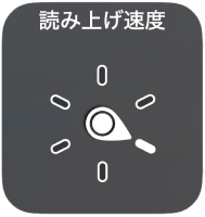 「読み上げ速度」設定を指すダイヤルが表示されたローターコントロール。