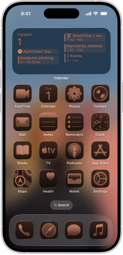 നിറമുള്ള ഐക്കണുകളുള്ള iPhone ഹോം സ്ക്രീൻ.
