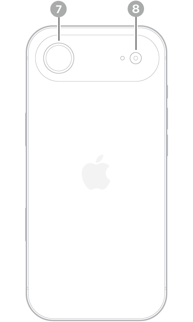 Pandangan belakang iPhone Air. Kamera belakang dan denyar berada di bahagian kiri atas.