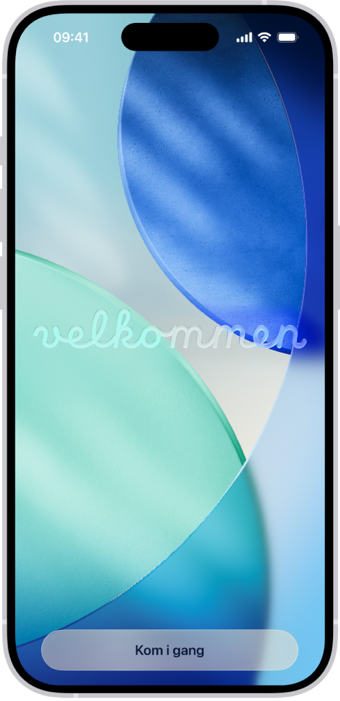 Velkommen-skjermen som vises første gang du konfigurerer iPhone.