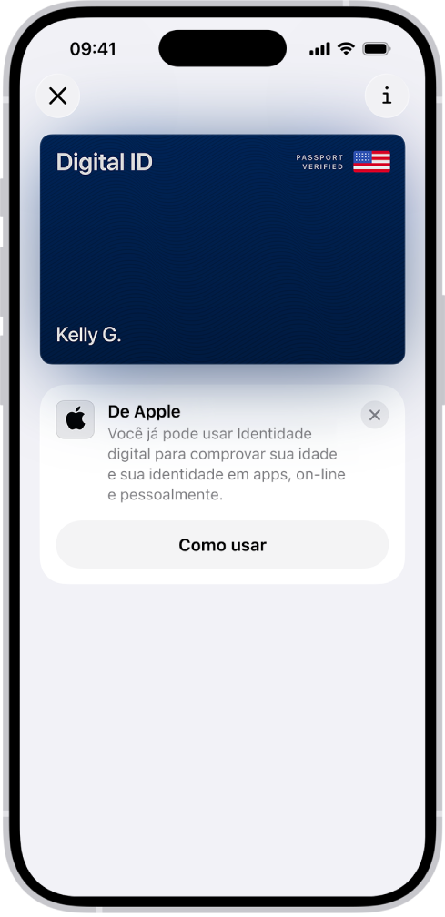 Uma identidade digital no app Carteira.