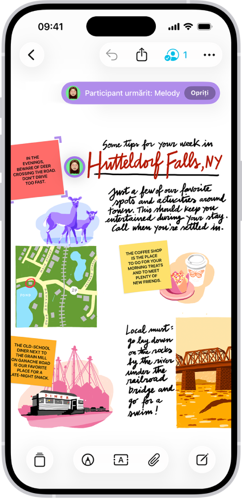 Cineva urmărește panoul Freeform al unei alte persoane.