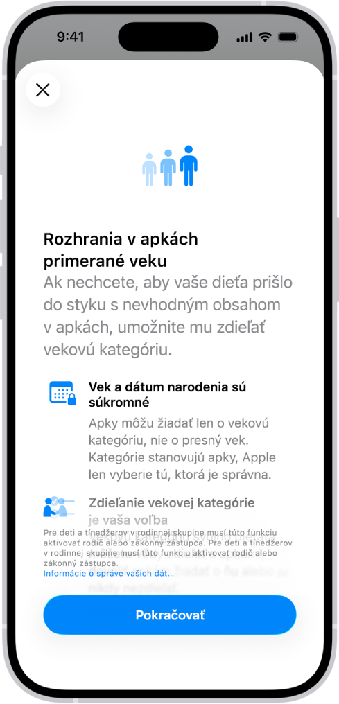 Úvodná obrazovka funkcie Rozhrania v apkách primerané veku.