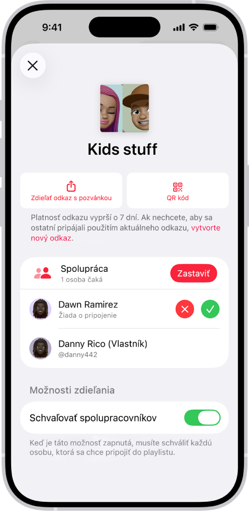 Klepnite na obrazovku Spravovať spoluprácu v apke Hudba.