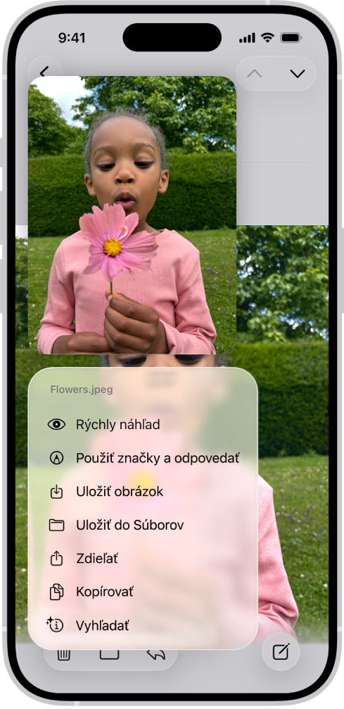 Po výbere prílohy emailu sa zobrazí zoznam možných akcií