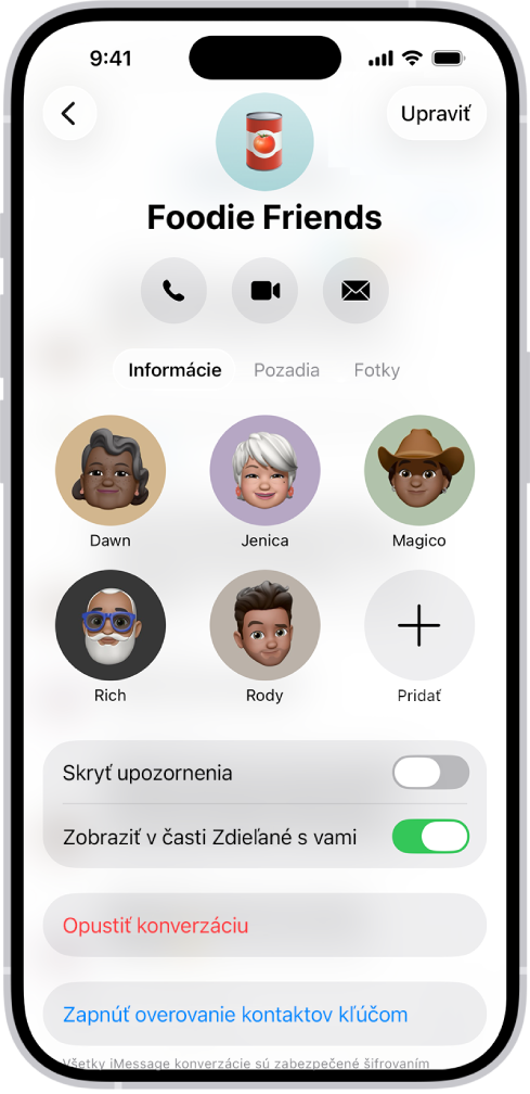 Podrobnosťami skupinovej konverzácie.