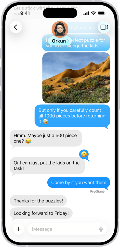 Konverzácia prostredníctvom iMessage.