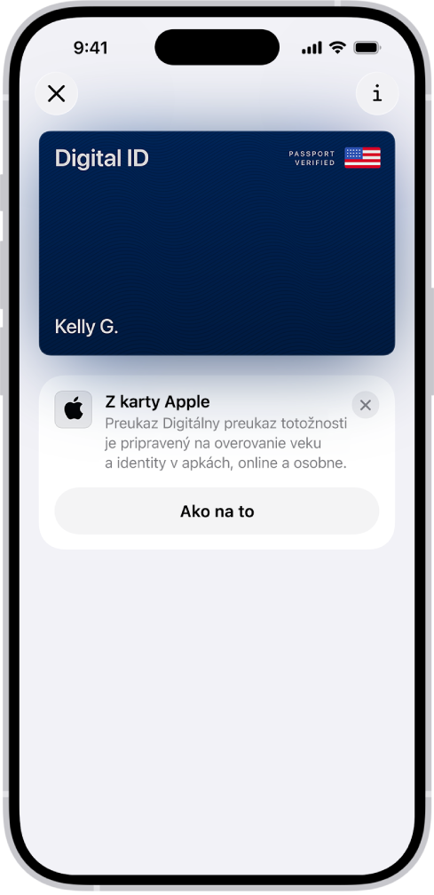 Digitálny preukaz totožnosti v apke Peňaženka.