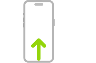 Bir ok ile alt taraftan yukarıya doğru kaydırmanın gösterildiği bir iPhone resmi.