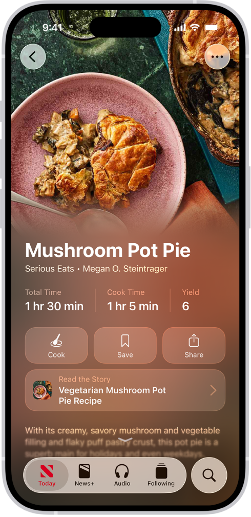 Apple News+ 中的食譜。