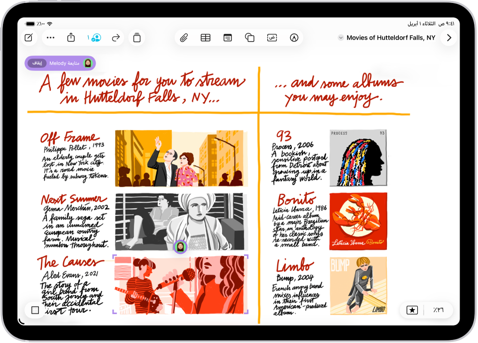 لوحة المساحة الحرة مع مشاركَين آخرين، تم تمييز اختياراتهما بعلامات ملونة.