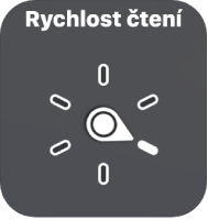 Ovladač rotoru s ukazatelem směřujícím na volbu Rychlost řeči