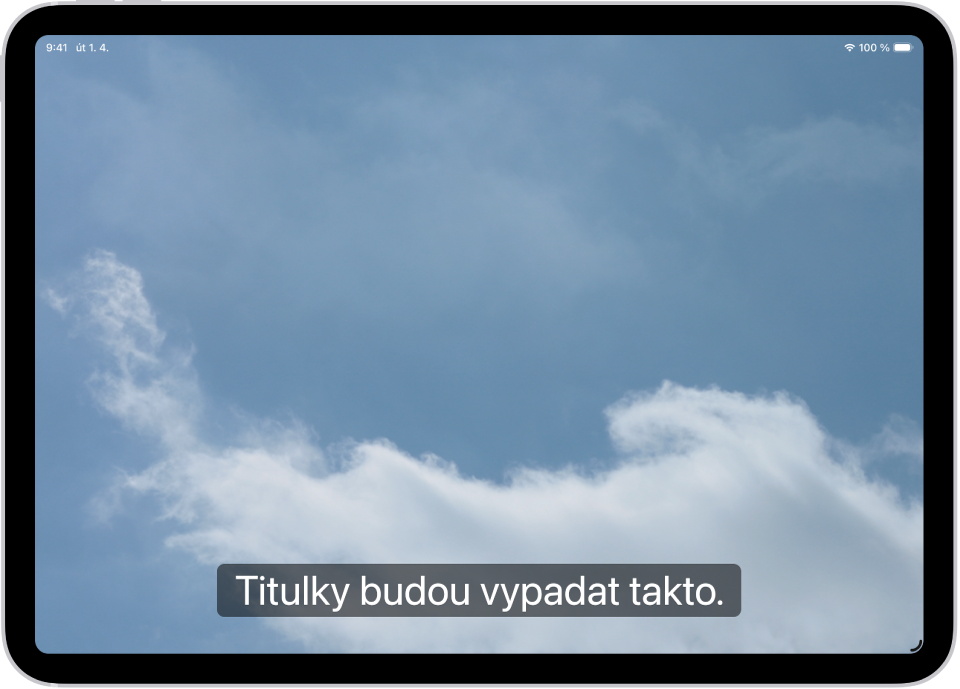 Na iPadu se zobrazuje ukázka titulků s přizpůsobeným stylem