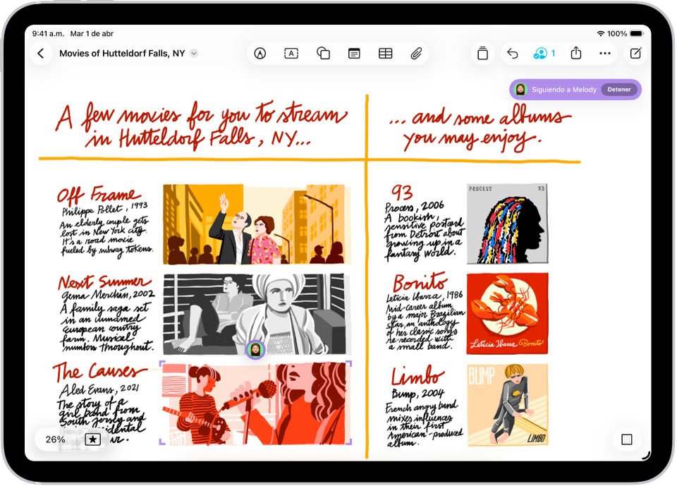 Pizarrón de Freeform con dos participantes más cuyas selecciones se indican con marcas de colores.