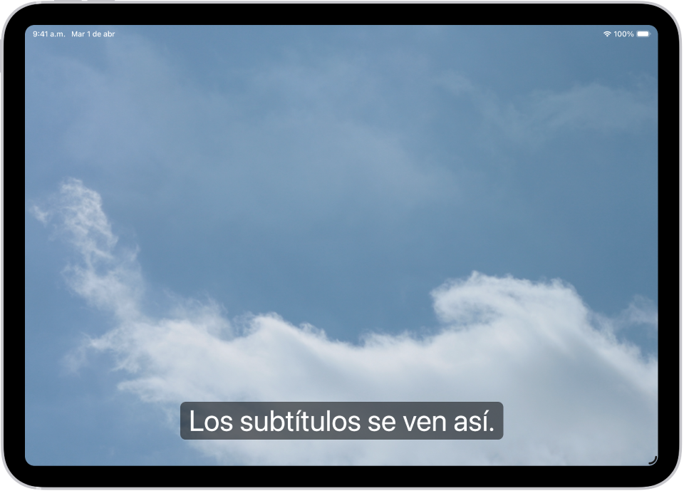 Un iPad mostrando un ejemplo de subtítulos con un estilo personalizado.