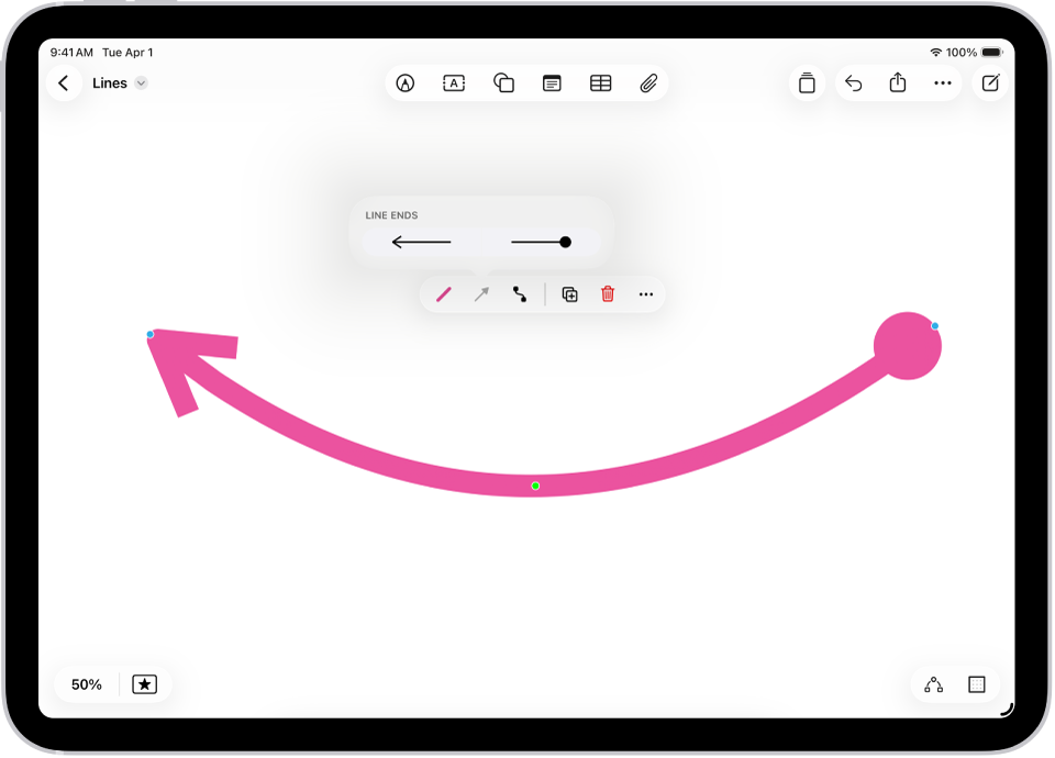 Jungiamoji linija „Freeform“ lentoje su mėlynais ir žaliais taškais figūrai ir lankui pakeisti.