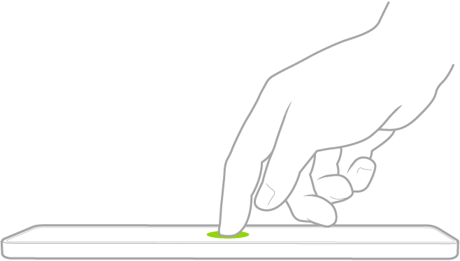 iPad सक्रिय करण्यासाठी स्क्रीनवर टॅप केलेले बोट.