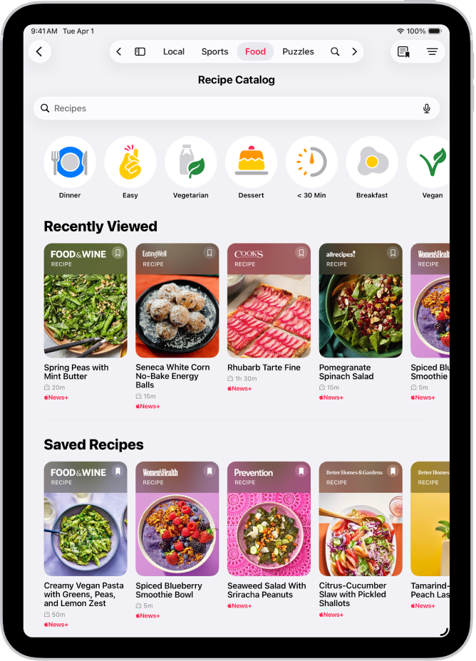 Recipe Catalog dalam app News.