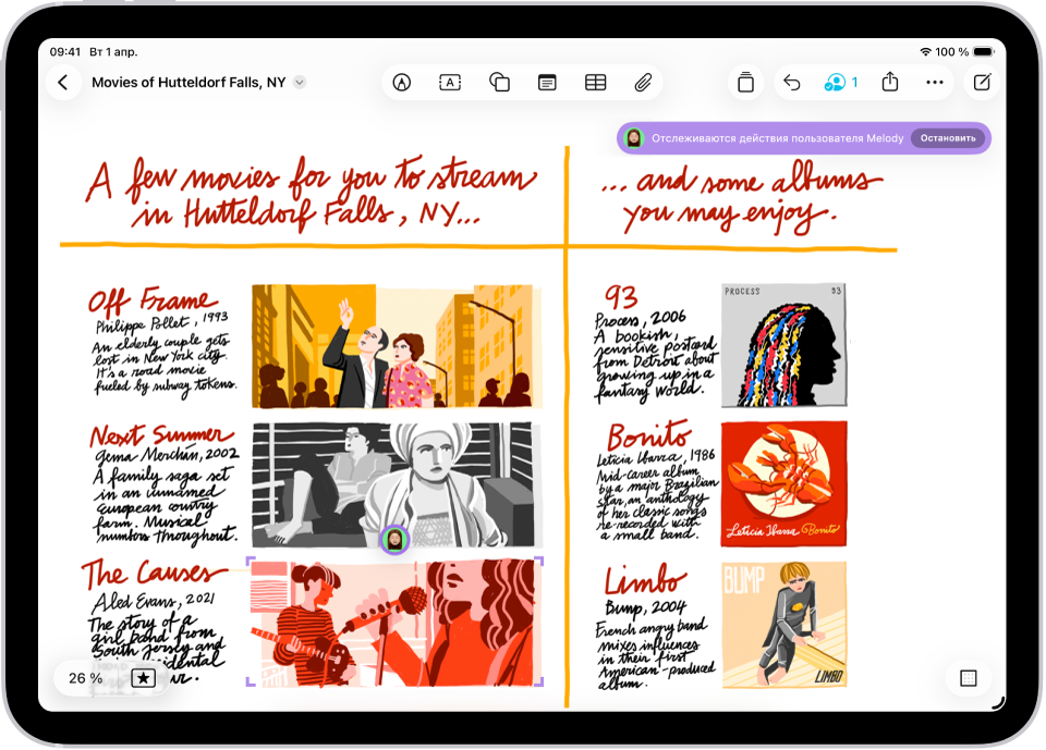Доска Freeform, на которой показаны два других участника. Их выбор отмечен цветными галочками.