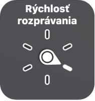 Rotor s ovládacím kotúčom nasmerovaným na nastavenie Rýchlosť rozprávania.