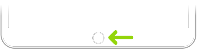 iPadஇன் கீழ்ப்பகுதியில் உள்ள முகப்பு பட்டன் (Touch ID).