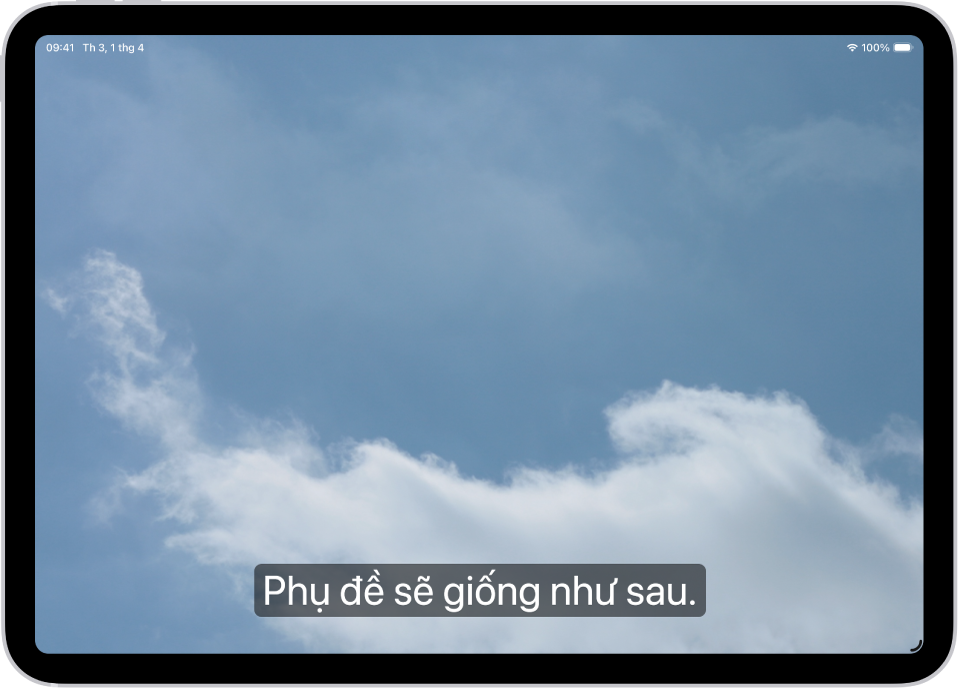 Một iPad đang hiển thị ví dụ về phụ đề có kiểu tùy chỉnh.