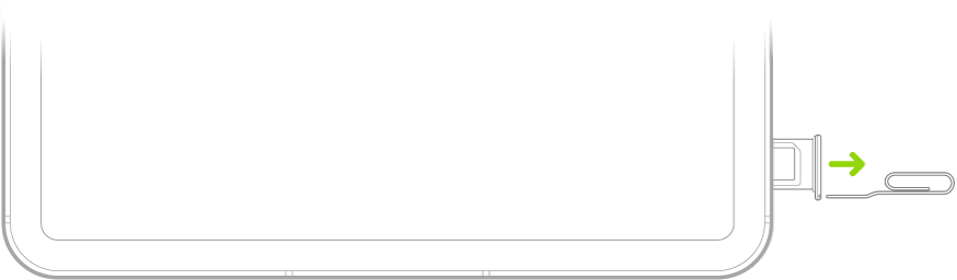 回形针或 SIM 卡推出工具被插入到 iPad 左侧的 SIM 卡托小孔中,以推出并移除卡托。
