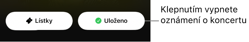 Aktivní (zaškrtnuté) tlačítko Uložit v průvodci koncertem v aplikaci Shazam
