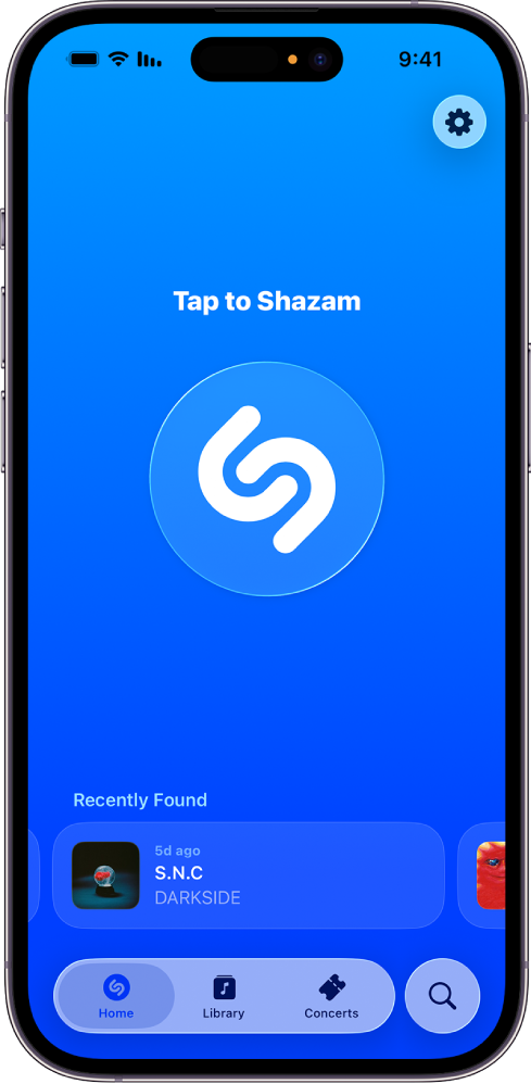 מסך הבית של Shazam