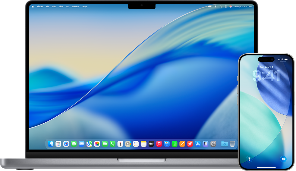 A MacBook and an iPhone.