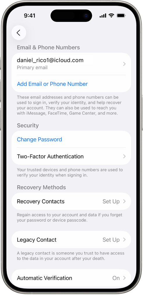 An iPhone screen showing two-factor authentication turned off.