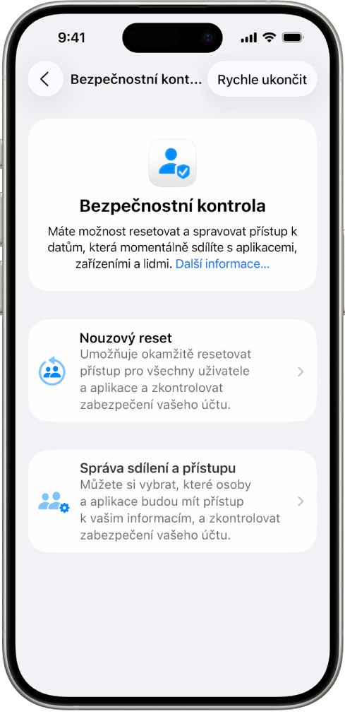 iPhone s obrazovkou Bezpečnostní kontrola