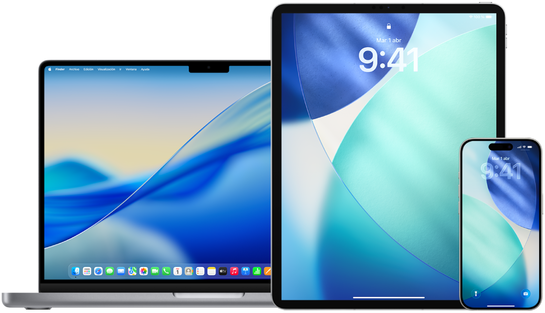 Un MacBook Pro, un iPad y un iPhone.