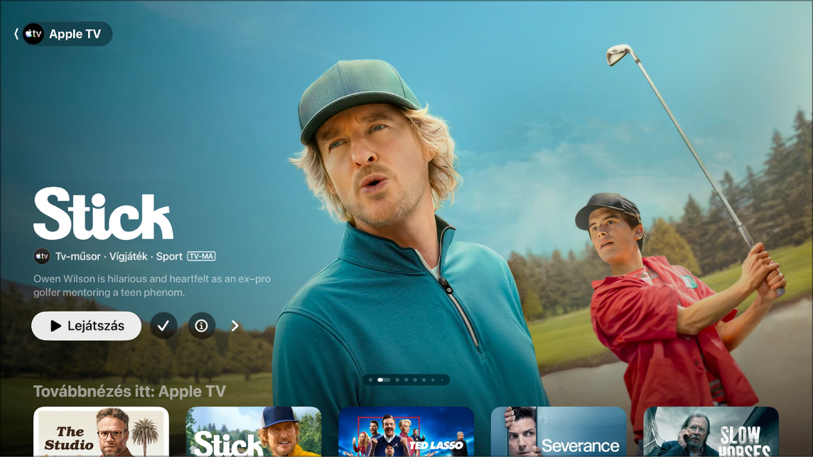 Képernyő, amelyen az Apple TV látható